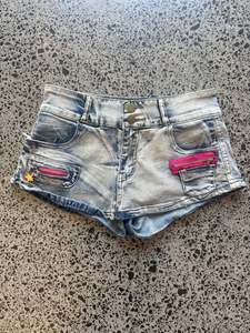 Light Wash Blue Denim Mini Shorts - S