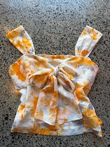 Womens Wear: Floral Front Tie Fairy Top - S