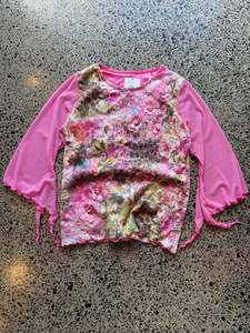 Pink and Floral 3/4 Sleeve Fairy Top - S/M
