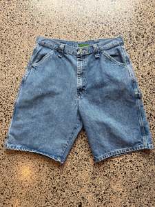 Jorts: Wrangler Original Mid Blue Denim Jorts - 32W