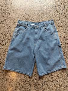 Jorts: Light - Mid Wash Denim Jorts - 32W