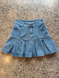 Mini Skirts: Blue Denim Mini Skirt - 2XS