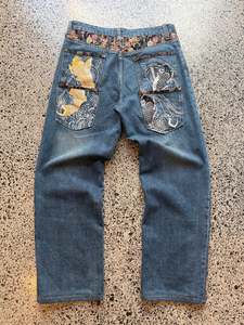 Jeans: Memory Special Japanese Embroidered Denim Jeans - 34W x 28L