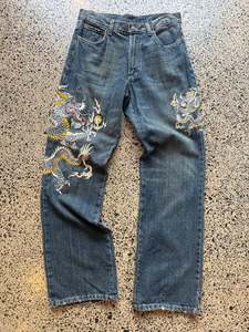Quadro Japanese Embroidered Denim Jeans - 32W x 32L