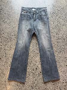 Jeans: Dark Grey Low Waist Jeans - XS