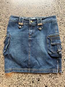 Denim Midi Cargo Skirt - M