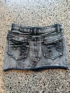 Black Denim Mini Skirt - S