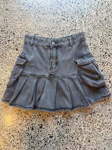 Black Denim Mini Skirt - S