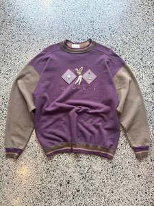 90's Two-Tone Embroidered Golf Crewneck Jumper - XL