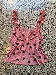 Womens Wear: Pink & Black Hearts Fairy Top - S