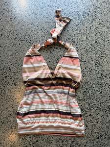 Womens Wear: Striped Halter Neck Top - S/M