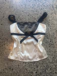 Womens Wear: Satin Cami with Lace detailing and Bow - S