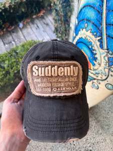 Black 'Suddenly' Quote Cap