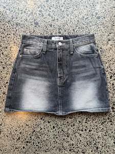 Black Denim Mini Skirt with Sun Fade - 2XS
