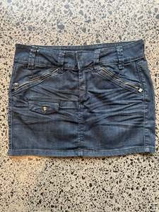 Mini Skirts: Dark Navy Denim Mini Skirt - M