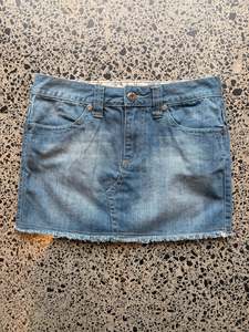 Mid Wash Denim Mini Skirt - XL