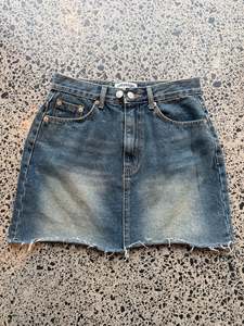 Mid Wash Denim Mini Skirt - XS