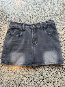 Black Denim Mini Skirt - XS