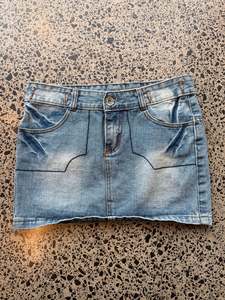 Light Blue Denim Mini Skirt - L