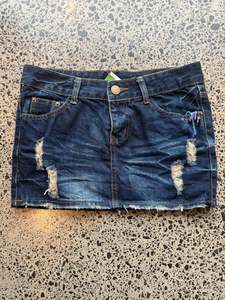 Dark Blue Denim Mini Skirt - M