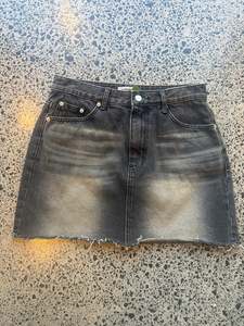 Black Denim Mini Skirt - S