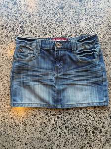 Dark Blue Denim Skirt with Scrunch - S