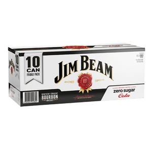 Jim Beam & Zero Sugar Cola - 10 pack 330ml can 4.8% alc/vol - Rolly Inn Liquor