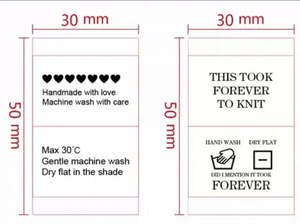 Washing Labels Hand wash or Machine Wash