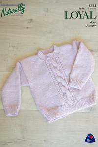 Naturally: Naturally K443 Cable Sweater in 4 Ply or 8 Ply
