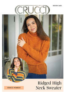Crucci Knitting Pattern 2403 Ridged High Neck Sweater