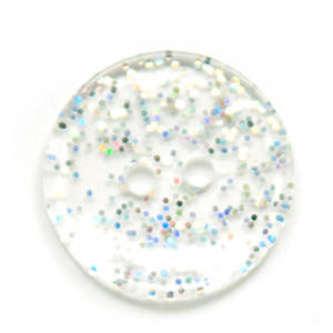 Button Box Clear Silver Glitter Design