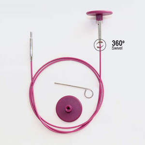 Knitpro Interchangeable Cables Purple Coated Stainless Steel 360 deg Swivel