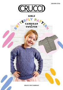Children: Crucci Knitting Pattern 2314 Butterfly Sweater & Cardigan