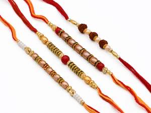 Rakhi Pooja Thalli: 4 Assorted Rakhi Set