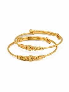 22ct Gold Bangles Baby: 22ct Gold Ball Adjustable Pair Baby Bangle