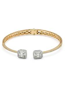 18ct Gold Bangles: 18ct Gold Diamond Two Tone 1 Piece Ladies Bangle 1.09 ct