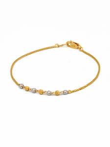 Bracelets: 22ct Gold Two Tone Ball Ladies Bracelet