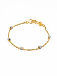 22ct Gold Bracelets Baby: 22ct Gold Two Tone Ball 1 Piece Baby Bracelet