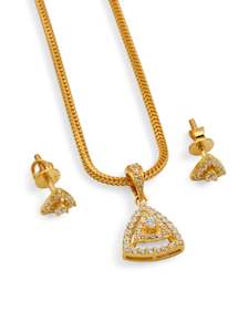 22ct Gold CZ Pendant Set