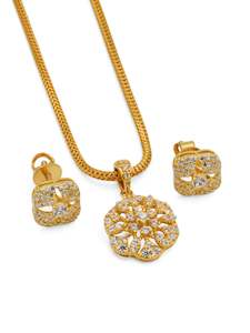 22ct Gold CZ Pendant Set