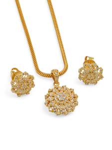 22ct Gold CZ Pendant Set