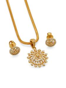 22ct Gold CZ Pendant Set