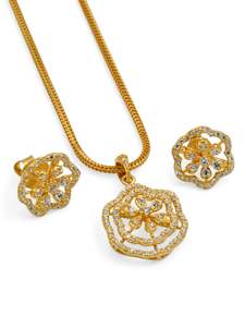 22ct Gold CZ Pendant Set