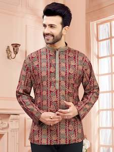 Mens Silk Printed Kurta