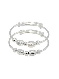 Silver Adjustable Pair Baby Bangle