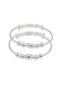 Silver Adjustable Pair Baby Bangle