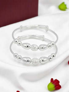 Silver Adjustable Pair Baby Bangle