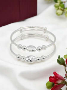 Silver Adjustable Pair Baby Bangle