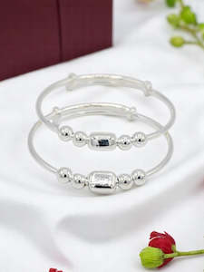 Silver Adjustable Pair Baby Bangle