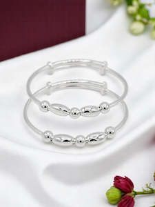 Silver Adjustable Pair Baby Bangle